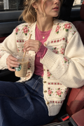 Strickcardigan mit Blumenmuster