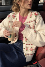 Strickcardigan mit Blumenmuster