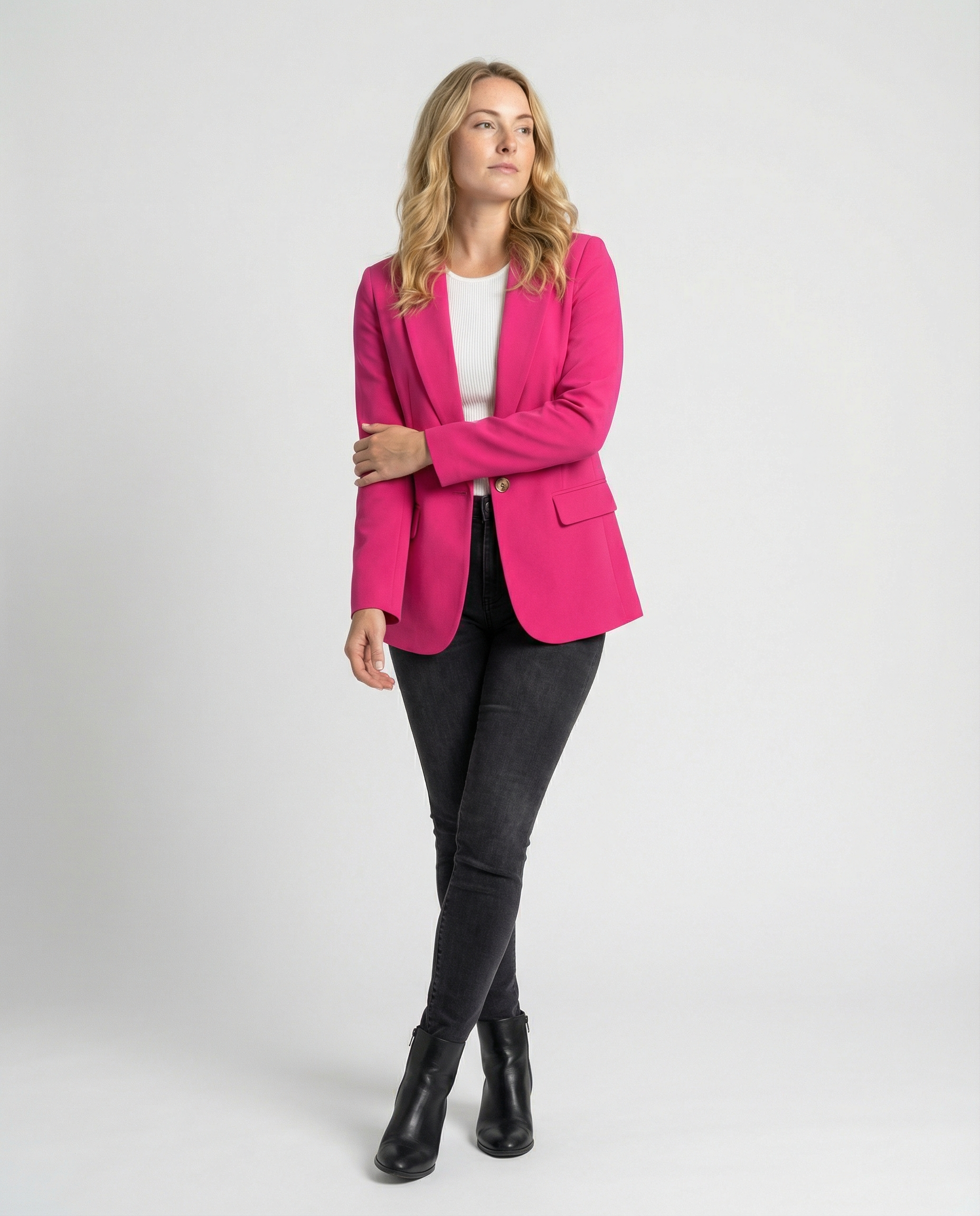 Klassischer Damenblazer mit Revers und Knopf - Irmina
