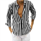 Langarmhemd mit Streifen – Button-Down-Kragen