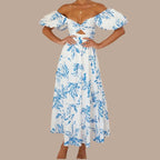Bella - Langes Bohème-Kleid mit tief ausgeschnittenen Trägern