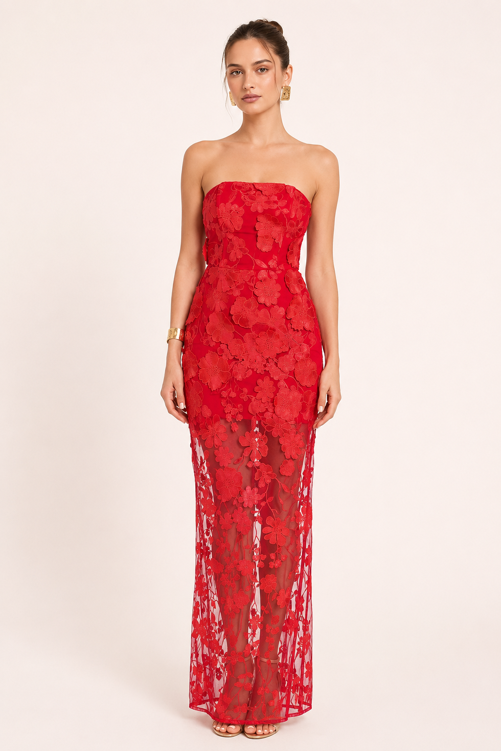 Langes Partykleid für Gäste mit Blumen-Spitze – Lorelei