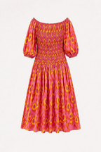 Langes schulterfreies Kleid mit Rüschen für Frauen - Anna