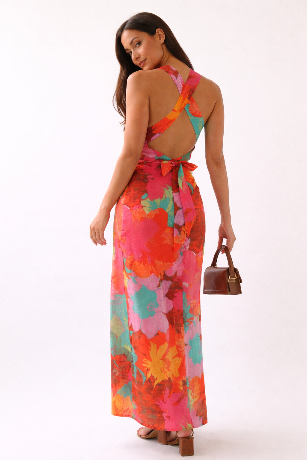 Maxikleid mit Blumendruck Neckholder-Ausschnitt Neckholder-Ausschnitt slim fit summer style - Zafira