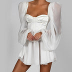 Sylvie - Elegantes weißes Abendkleid mit Laternenärmeln