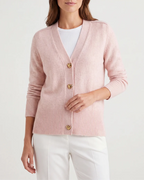 Strickcardigan mit goldfarbenen Herzknöpfen