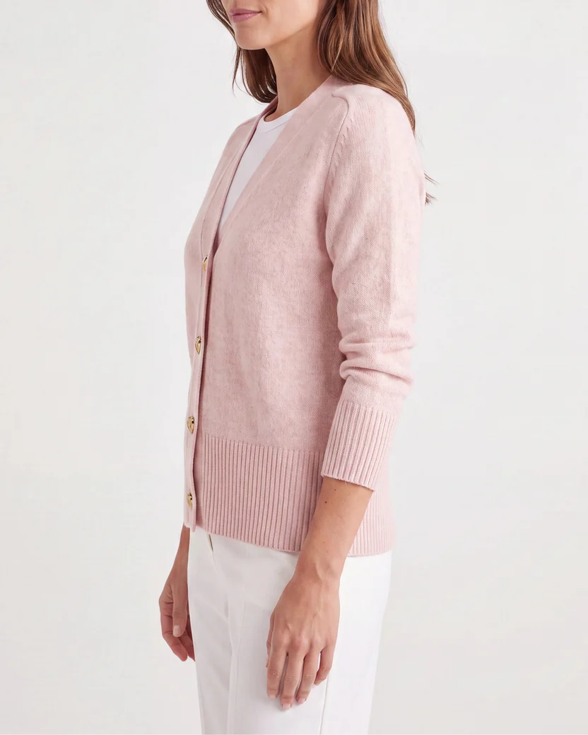 Strickcardigan mit goldfarbenen Herzknöpfen