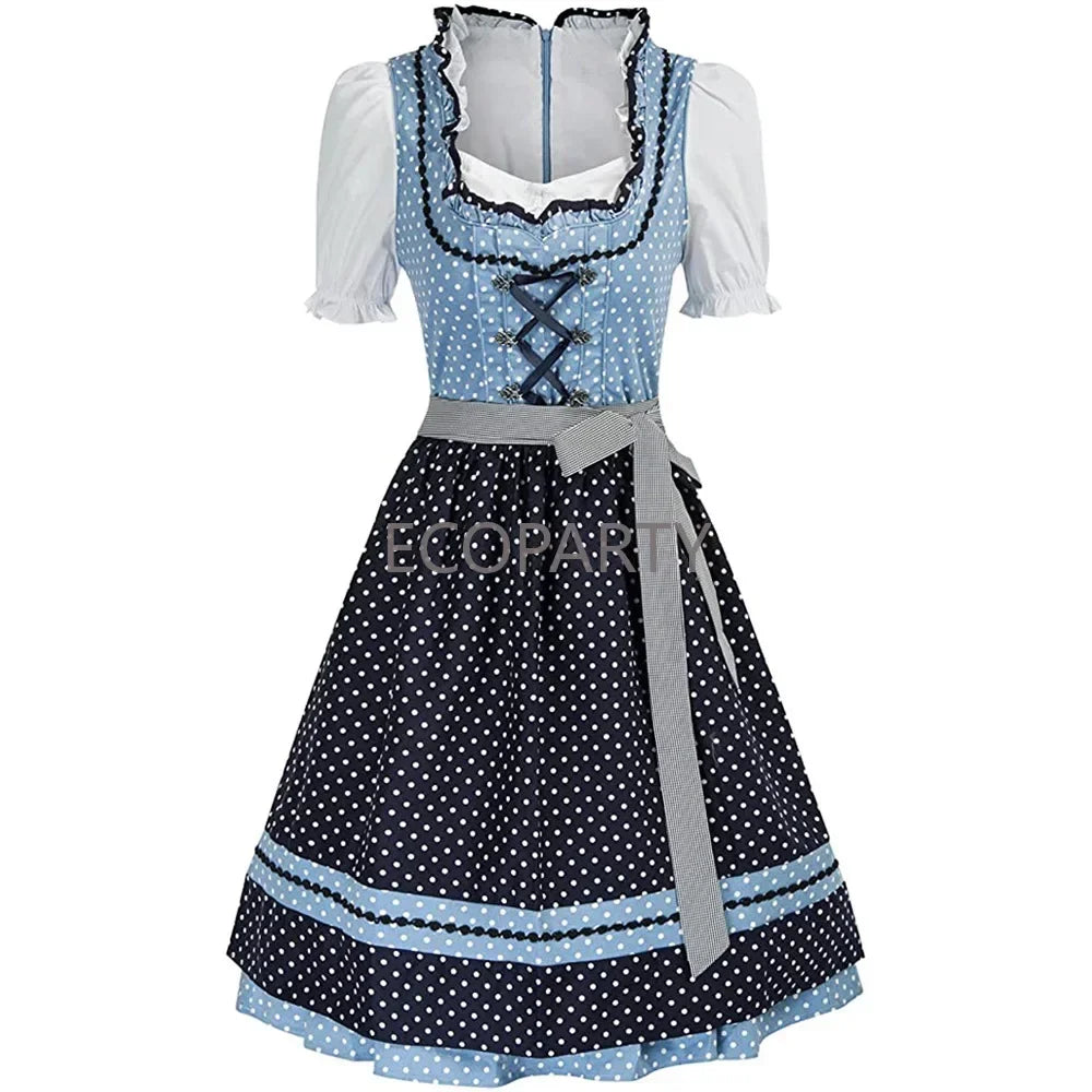 Damen Dirndl Kleid Grau-Rosa mit Stickdetails - Helga