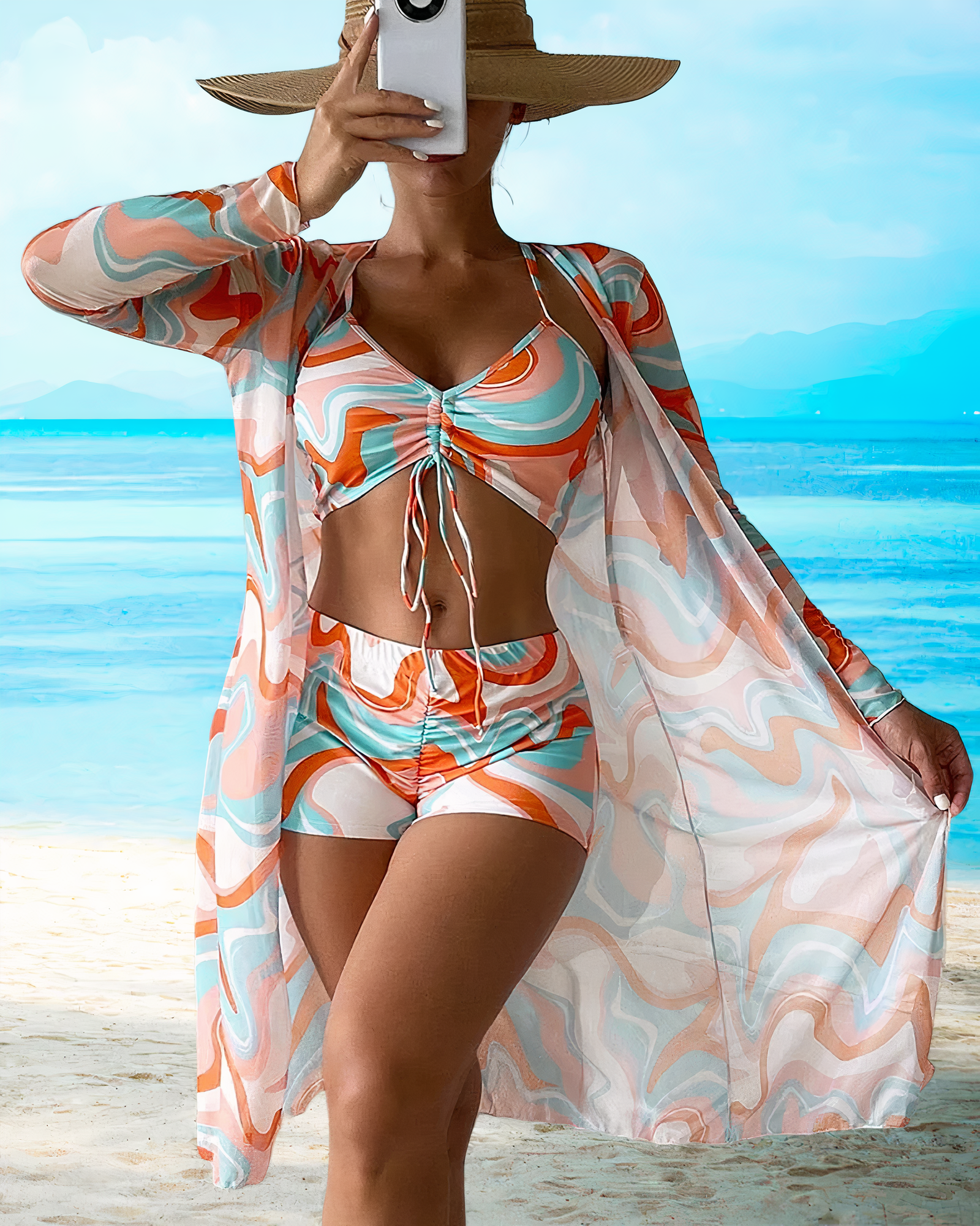 Yeva - Bikiniset mit hoher Taille und Überzieher