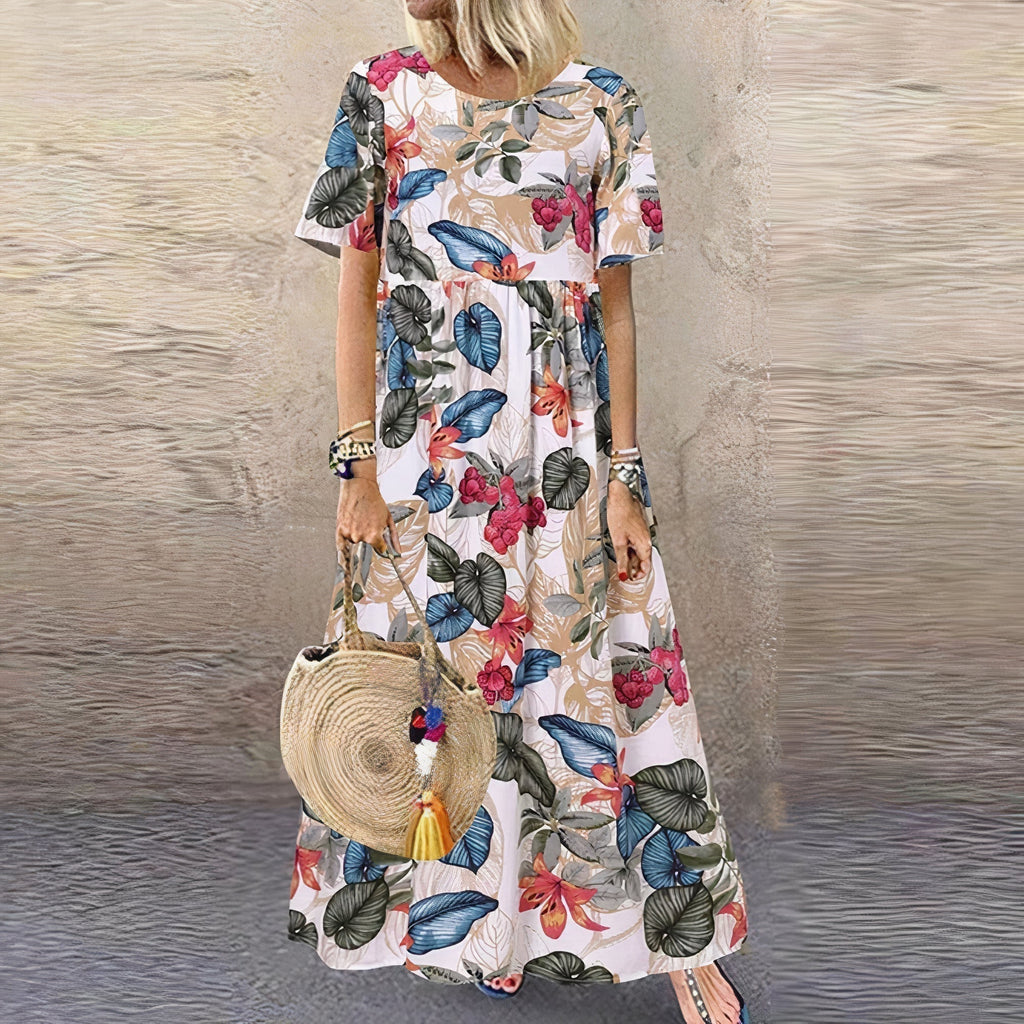 Lotte – Lebendiges Blumen-Maxikleid für einen eleganten Look