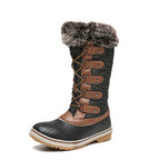Flache Damenstiefel mit hohem Schaft und Schnürverschluss - Aelira