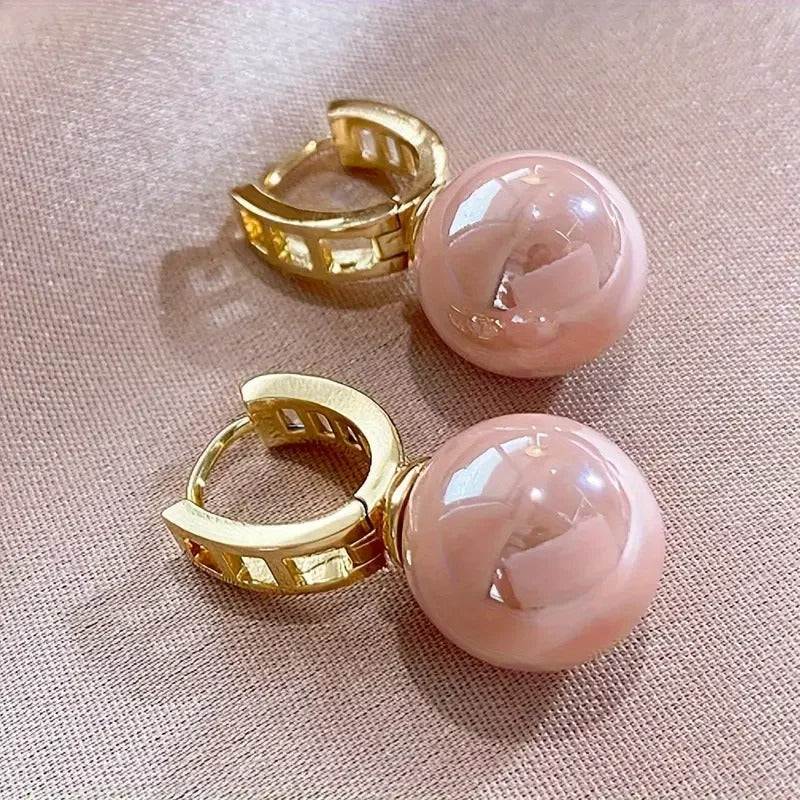 Vergoldete Damen-Ohrringe mit rosa Perle - Alina