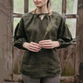 Jazmy - Damen Langarm Leinenbluse