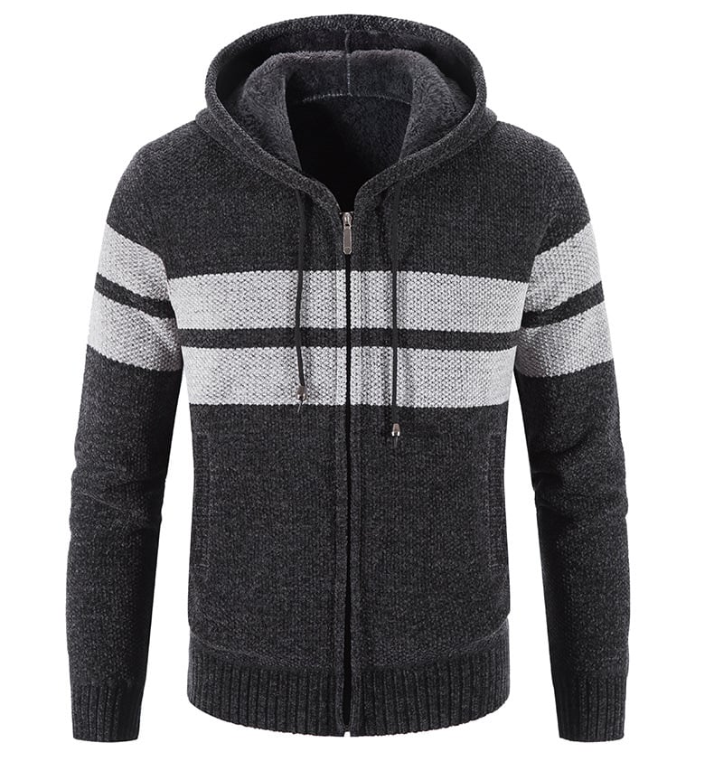 Herrenstrickjacke mit Kapuze und Thermofutter - Tobias