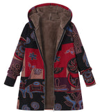 Damenmantel mit Kapuze und Retro-Thermodruck - Luny