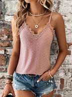 Susan - Damen Shirt mit V-Ausschnitt und Spitze