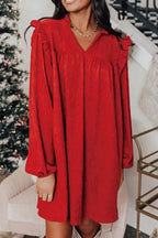 Danissa - Langärmeliges Kleid mit Rüschen und Einkerbungen