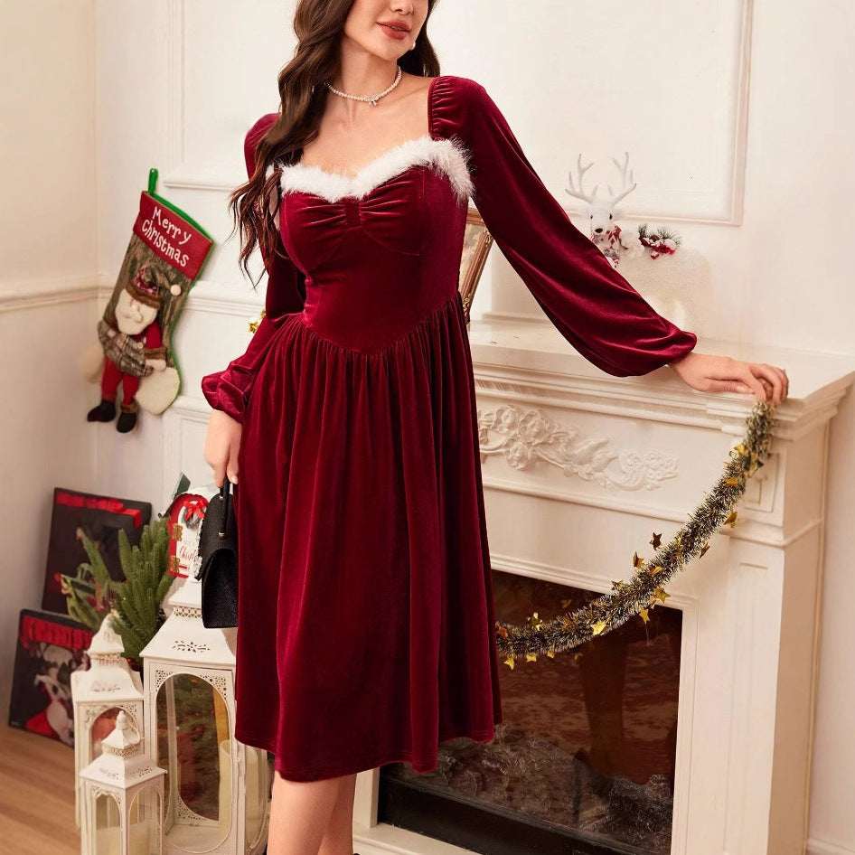 Kleid mit Samteffekt für Frauen - Alissane