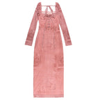 Gala - Schickes langes rosa Spitzenkleid