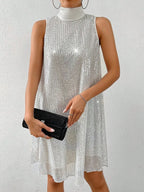 Damenkleid mit Pailletten und hohem Ausschnitt - Lareine