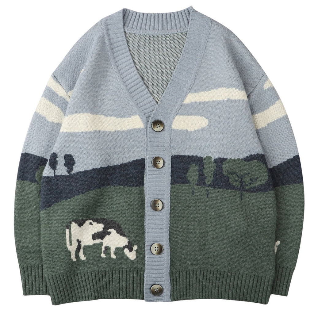 Herrenstrickjacke mit Knopfverschluss und grafischem Muster - Thomas