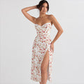 Eloise - Geblümtes Midi-Sonnenkleid mit Rosenknospe