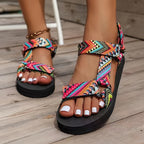 Orthopädische Damensandalen mit bedruckten Riemen - Tanja