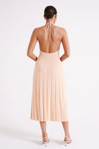 Midikleid aus gewebtem Plissee mit Neckholder - Dalila