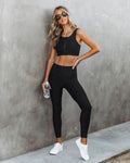 Taraa - Gym-Set bestehend aus Leggings und Sport-Top mit Reißverschluss