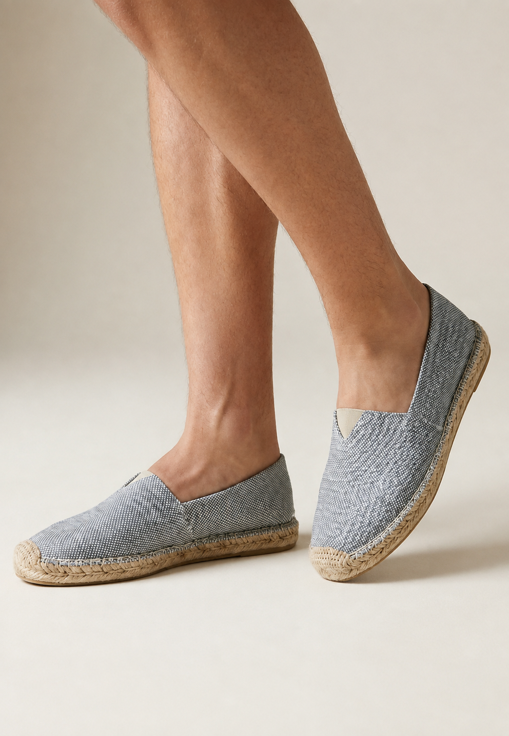 Herren-Espadrilles zum Hineinschlüpfen mit geflochtener Jute-Sohle – John