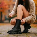 Damen-Schnürstiefel im Militärstil mit dicker Sohle - Daniela
