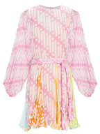 Tamara - bedrucktes Tunika-Minikleid mit rundem Kragen und Gürtel