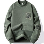 Herrenpullover mit Rundhalsausschnitt und dekorativen Patches - Bjornik