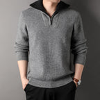 Herren-Rippstrickpullover mit halbem Reißverschlusskragen - Elion