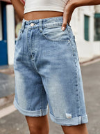 Ausgefranste Bermuda-Shorts mit Saum - Charlotte