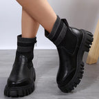 Damenstiefeletten mit dicker Sohle im Patchwork-Stil - Marisse