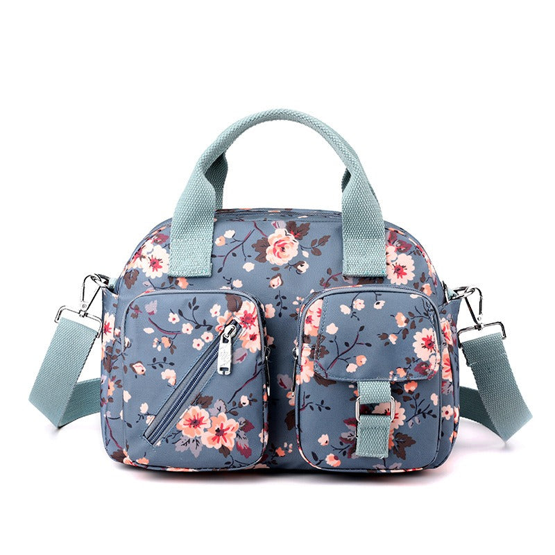Damen Umhängetasche mit mehreren Fächern und Blumendruck - Elora