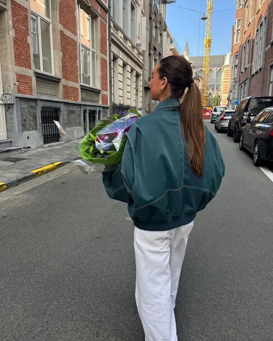 Oversize-Lederjacke mit lässiger Optik