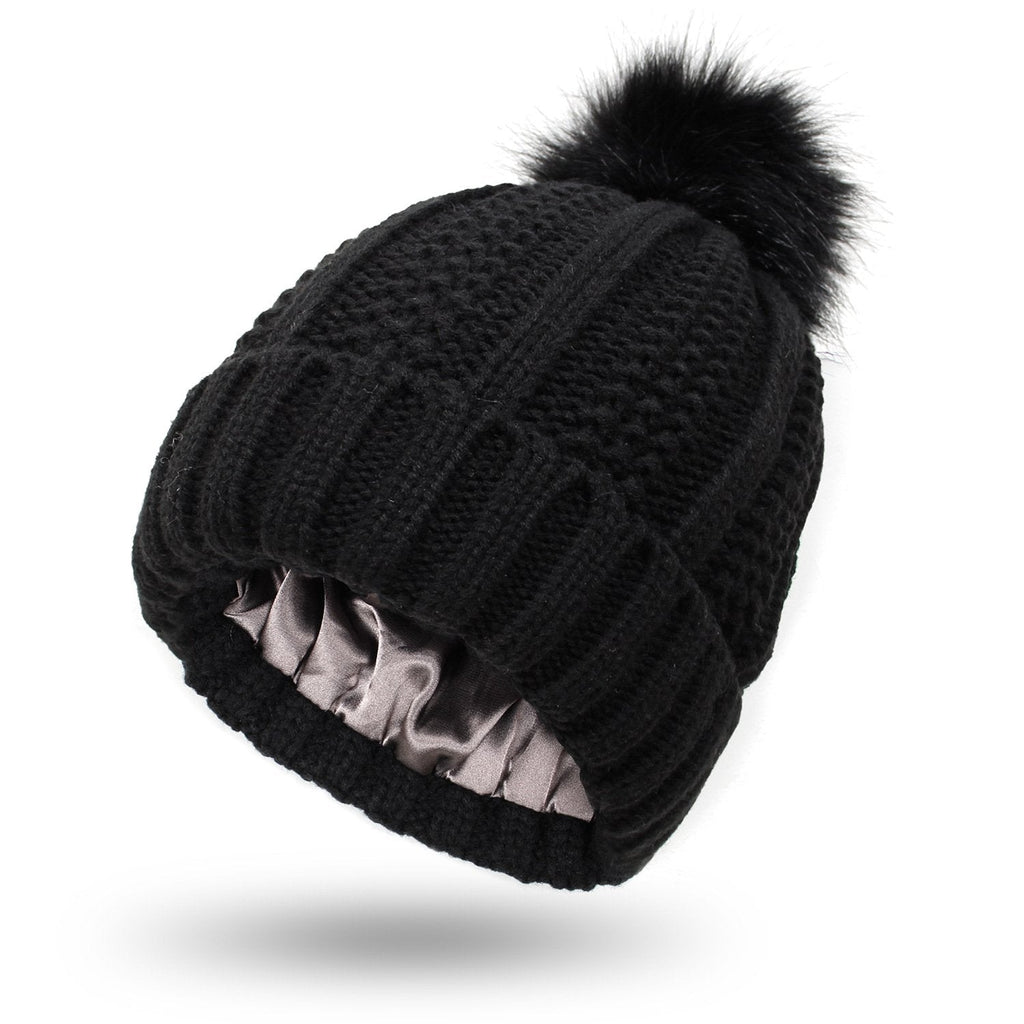 Damenstrickmütze mit Bommel - Daitonna