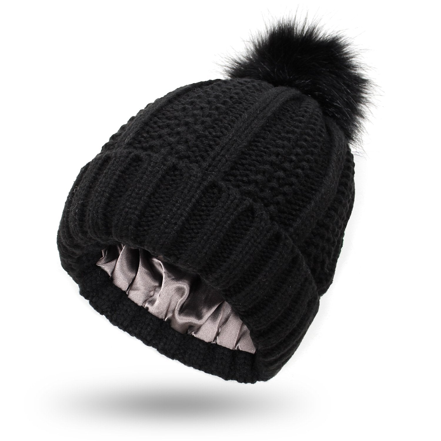 Damenstrickmütze mit Bommel - Daitonna