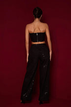Matilda Pailletten Denim Hosen Set