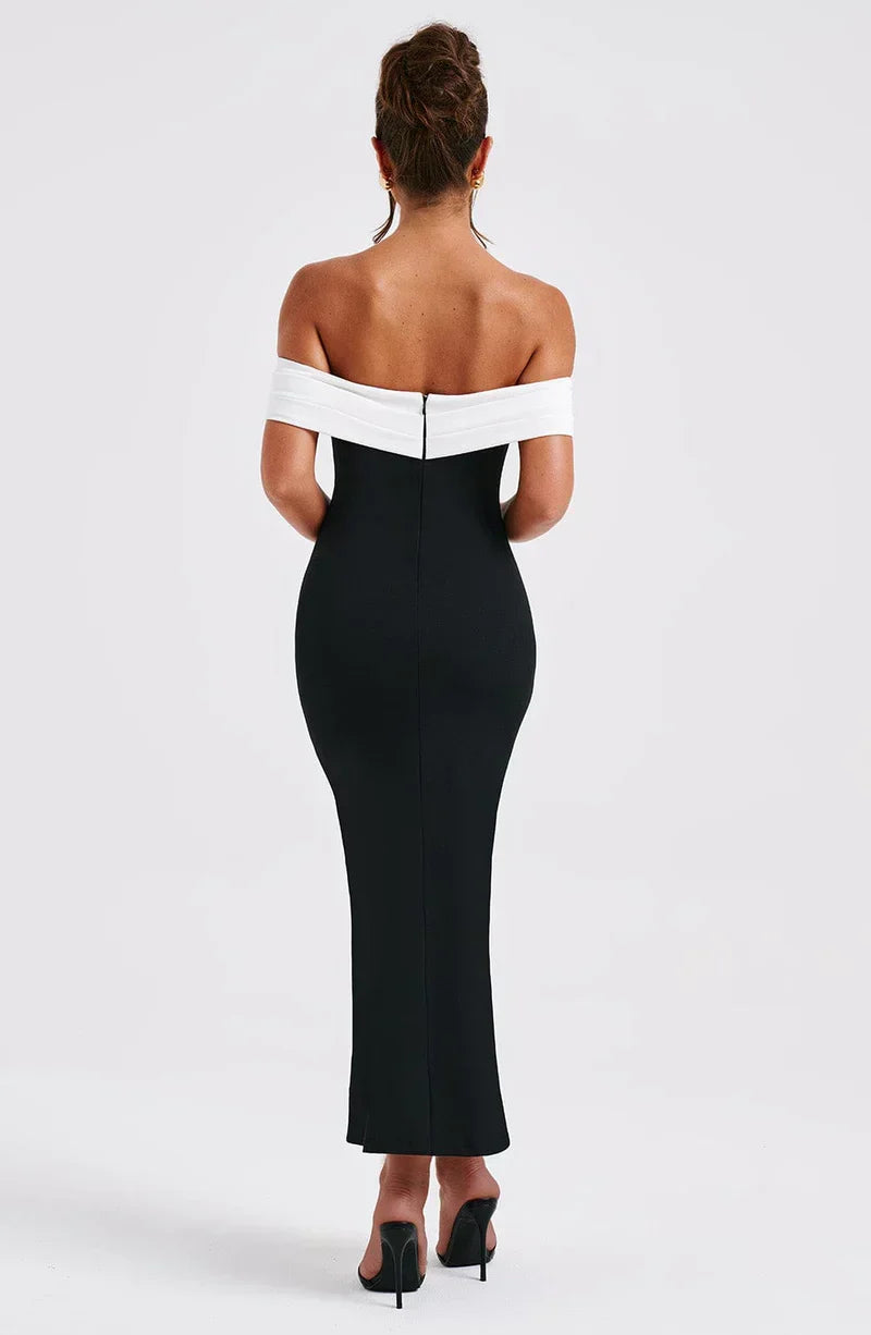 Lina - Elegantes langes schwarzes Kleid