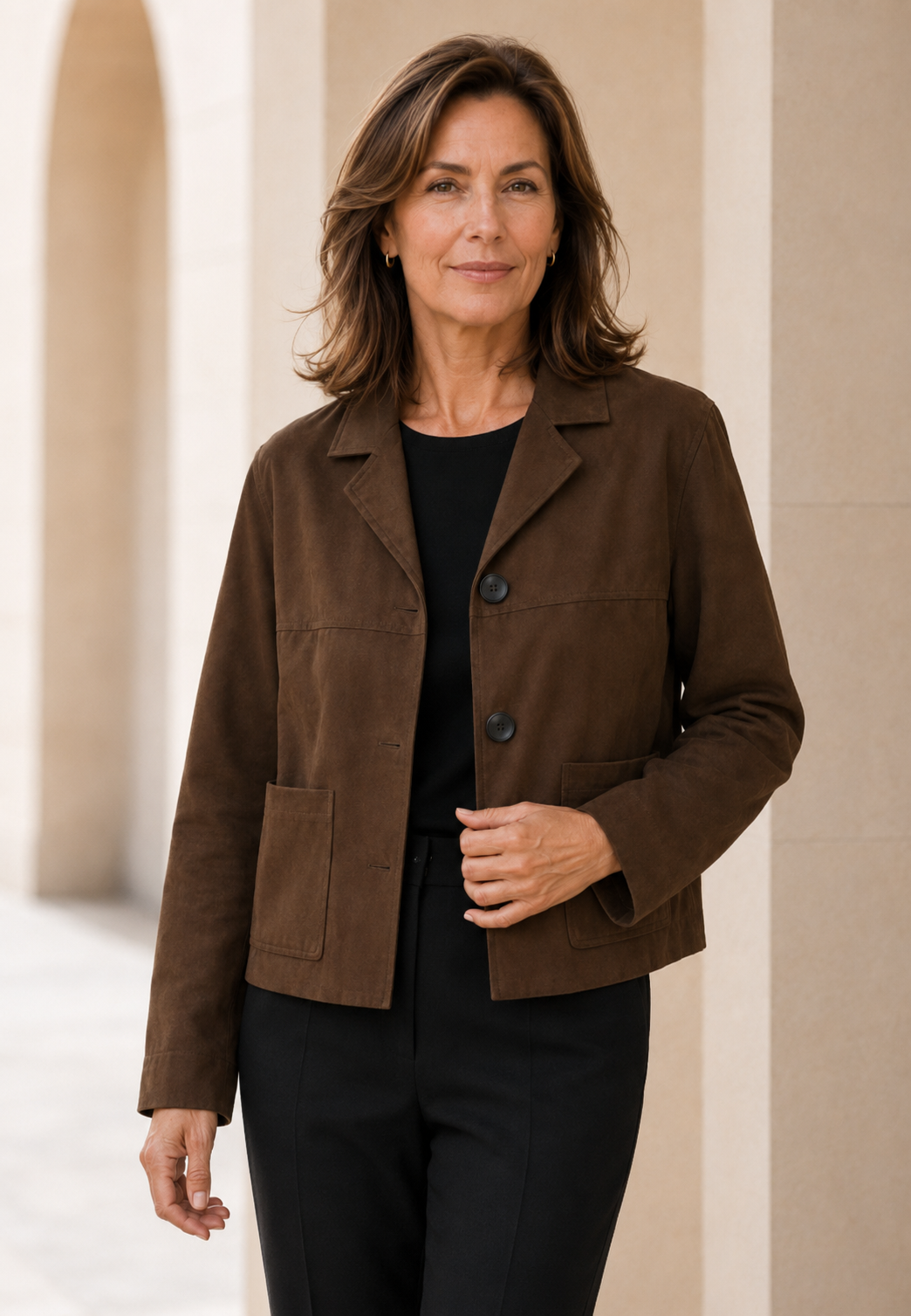 Blazer in Wildlederoptik für Damen mit Knöpfen – Sarah