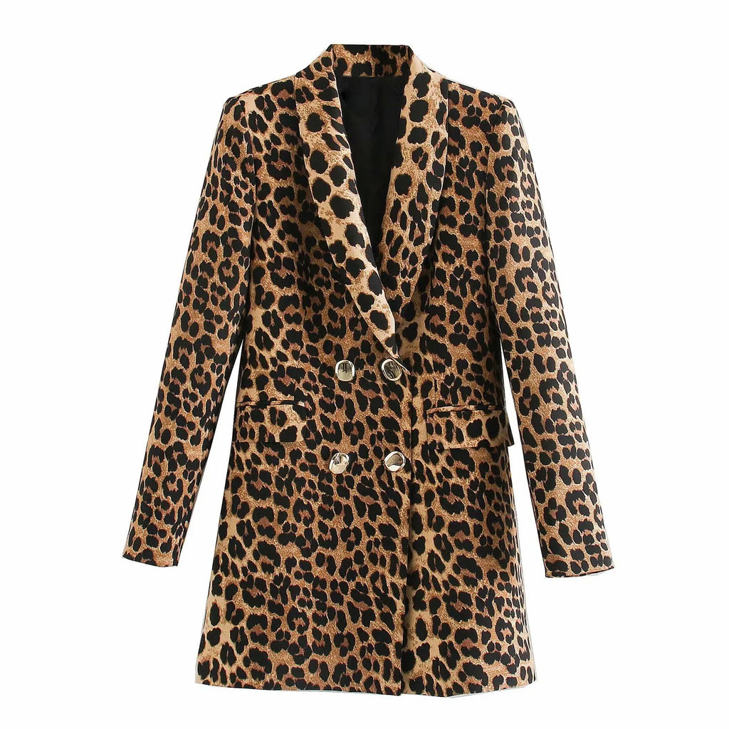 Langer Damenblazer mit Leopardenmuster – Luise