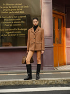 Damenblazer in Wildlederoptik, gerader Schnitt, Taschen mit Patte – Silke