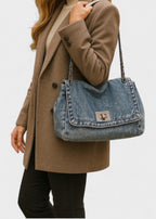 Metallische Kettentasche im urbanen Denim-Stil - Briseida