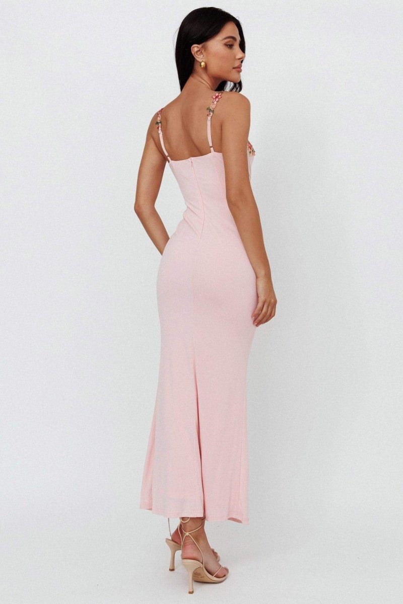 Brenda - Midikleid mit floraler Stickerei und Schnürung