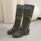 Lange Stiefel mit Reißverschluss und Wolldetails - Mireille
