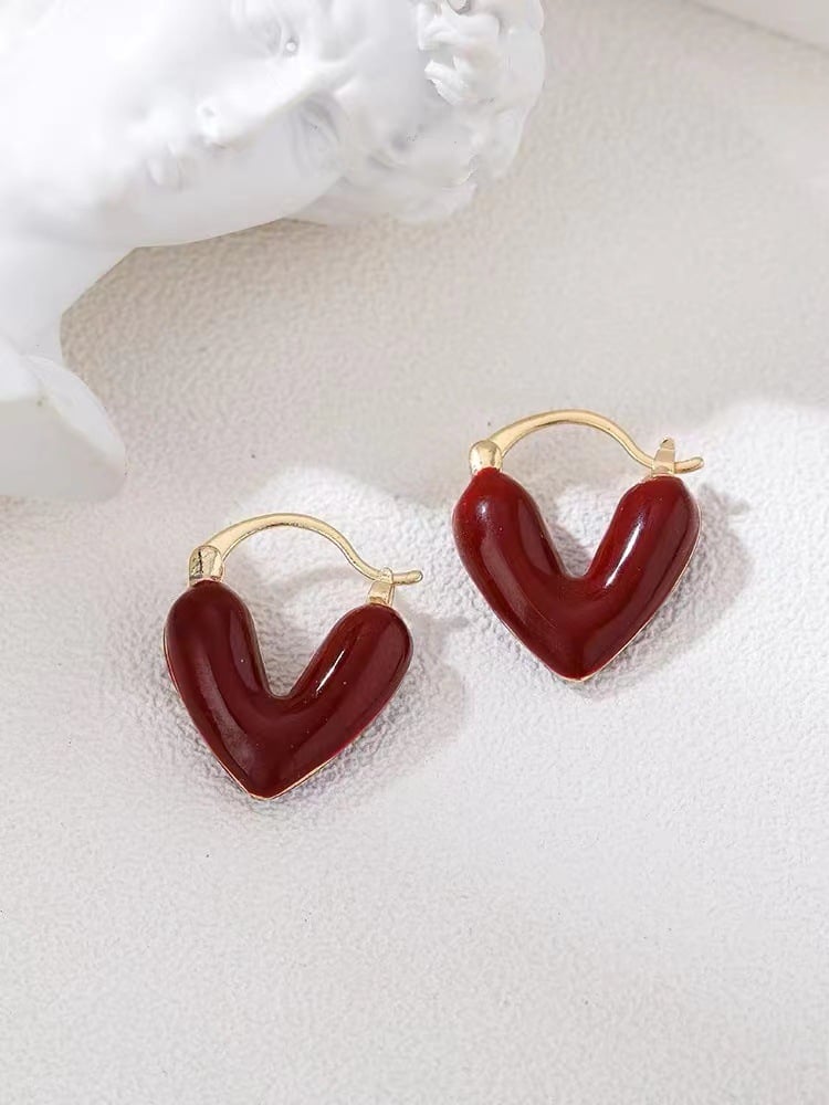 Damenschmuck emaillierte Herz-Ohrringe