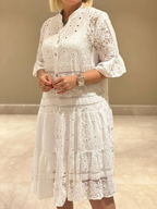 Besticktes Kleid mit Knopfleiste für Frauen - Merker